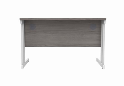 Office Rectangular Desk With Steel Double Upright Cantilever Frame 1200X800 Alaskan Grey Oak/White