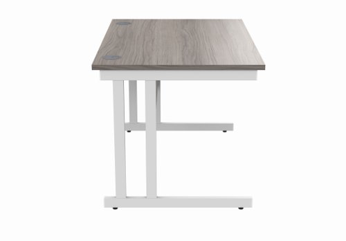 Office Rectangular Desk With Steel Double Upright Cantilever Frame 1200X800 Alaskan Grey Oak/White