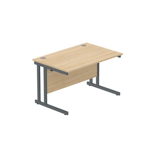 Office Rectangular Desk with Steel Double Upright Cantilever Frame (FSC) 1200X800 Canadian Oak/Graphite