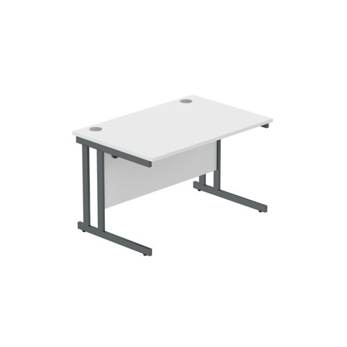 Office Rectangular Desk with Steel Double Upright Cantilever Frame (FSC) 1200X800 Arctic White/Graphite