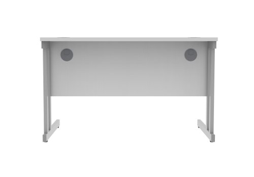 Office Rectangular Desk With Steel Double Upright Cantilever Frame 1200X800 Arctic White/Silver