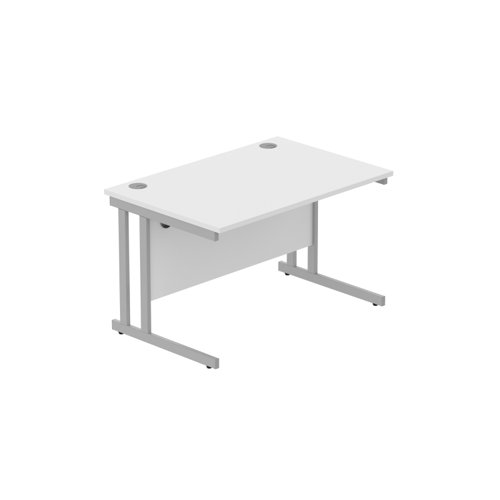 Office Rectangular Desk with Steel Double Upright Cantilever Frame (FSC) 1200X800 Arctic White/Silver