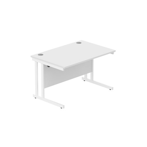 Office Rectangular Desk with Steel Double Upright Cantilever Frame (FSC) 1200X800 Arctic White/White