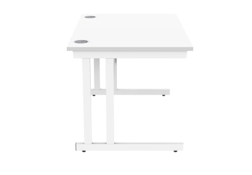 Office Rectangular Desk With Steel Double Upright Cantilever Frame 1200X800 Arctic White/White