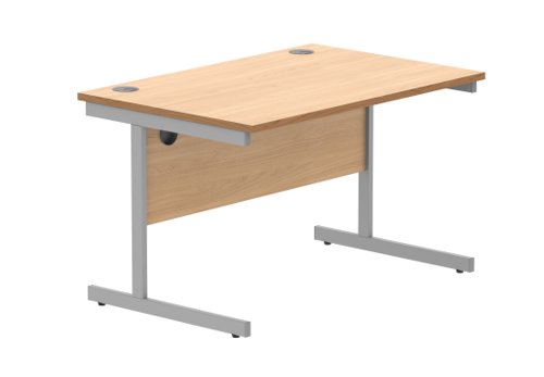 Office Rectangular Desk With Steel Single Upright Cantilever Frame 1200X800 Norwegian Beech/Silver