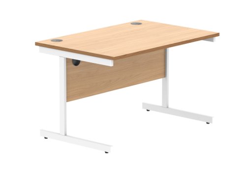 Office Rectangular Desk With Steel Single Upright Cantilever Frame 1200X800 Norwegian Beech/White