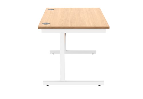 Office Rectangular Desk With Steel Single Upright Cantilever Frame 1200X800 Norwegian Beech/White
