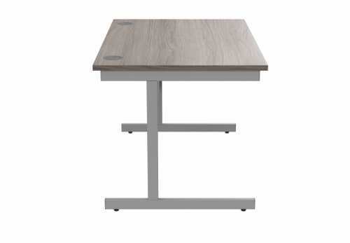 Office Rectangular Desk With Steel Single Upright Cantilever Frame 1200X800 Alaskan Grey Oak/Silver