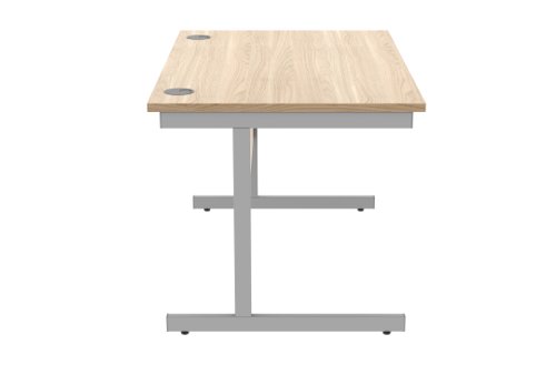Office Rectangular Desk With Steel Single Upright Cantilever Frame 1200X800 Canadian Oak/Silver