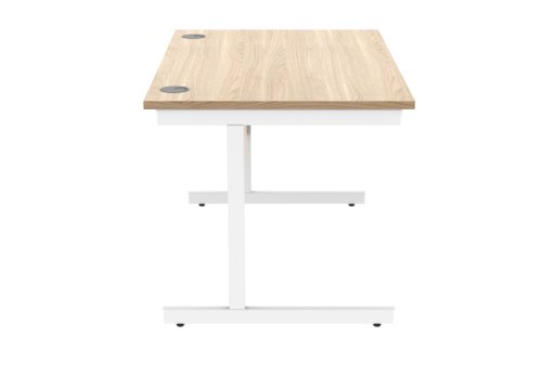 Office Rectangular Desk With Steel Single Upright Cantilever Frame 1200X800 Canadian Oak/White