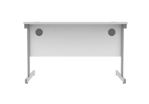 Office Rectangular Desk With Steel Single Upright Cantilever Frame 1200X800 Arctic White/Silver