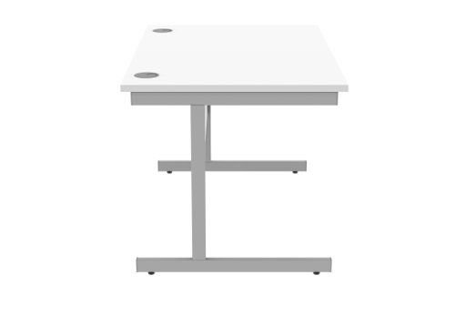 Office Rectangular Desk With Steel Single Upright Cantilever Frame 1200X800 Arctic White/Silver