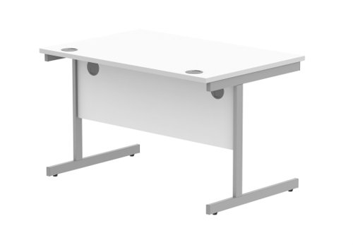 Office Rectangular Desk With Steel Single Upright Cantilever Frame 1200X800 Arctic White/White