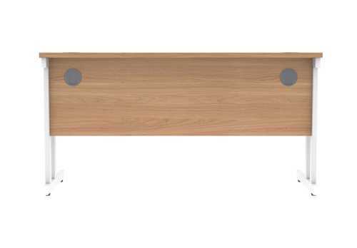 Office Rectangular Desk With Steel Double Upright Cantilever Frame 1400X600 Norwegian Beech/White