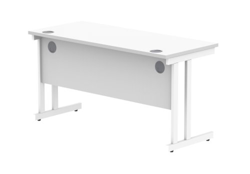 Office Rectangular Desk With Steel Double Upright Cantilever Frame 1400X600 Arctic White/White