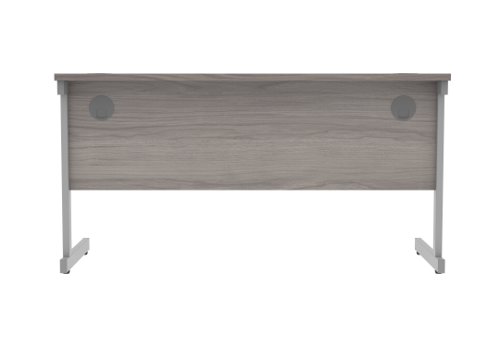 Office Rectangular Desk With Steel Single Upright Cantilever Frame 1400X600 Alaskan Grey Oak/Silver