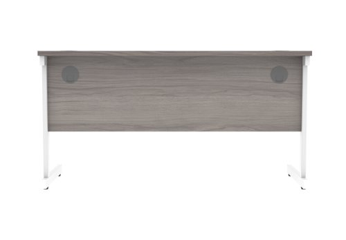 Office Rectangular Desk With Steel Single Upright Cantilever Frame 1400X600 Alaskan Grey Oak/White