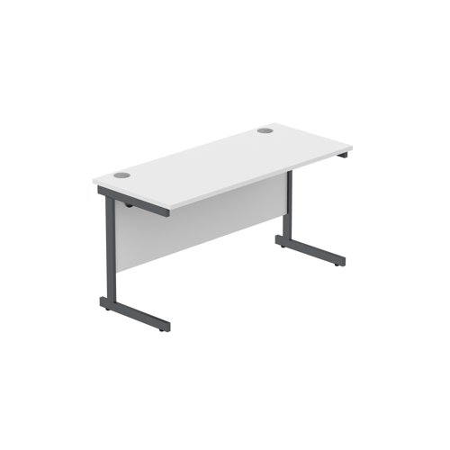 Office Rectangular Desk with Steel Single Upright Cantilever Frame (FSC) 1400X600 Arctic White/Graphite