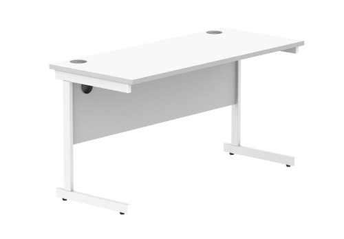 Office Rectangular Desk With Steel Single Upright Cantilever Frame 1400X600 Arctic White/White