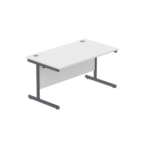 Office Rectangular Desk with Steel Single Upright Cantilever Frame (FSC) 1400X800 Arctic White/Graphite
