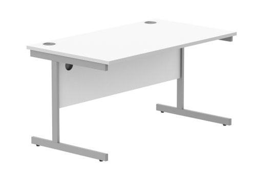 Office Rectangular Desk With Steel Single Upright Cantilever Frame 1400X800 Arctic White/Silver