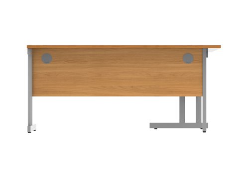 Office Left Hand Corner Desk With Steel Double Upright Cantilever Frame 1600X1200 Norwegian Beech/Silver