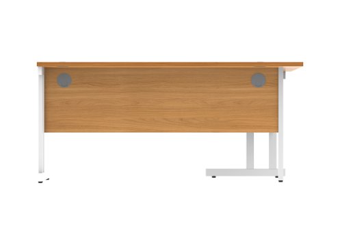 Office Left Hand Corner Desk With Steel Double Upright Cantilever Frame 1600X1200 Norwegian Beech/White