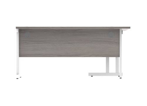 Office Left Hand Corner Desk With Steel Double Upright Cantilever Frame 1600X1200 Alaskan Grey Oak/White