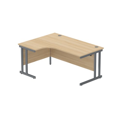 Office Left Hand Corner Desk with Steel Double Upright Cantilever Frame (FSC) 1600X1200 Canadian Oak/Graphite