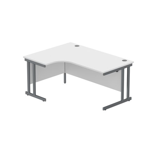 Office Left Hand Corner Desk with Steel Double Upright Cantilever Frame (FSC) 1600X1200 Arctic White/Graphite