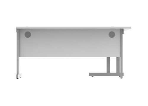 Office Left Hand Corner Desk With Steel Double Upright Cantilever Frame 1600X1200 Arctic White/Silver