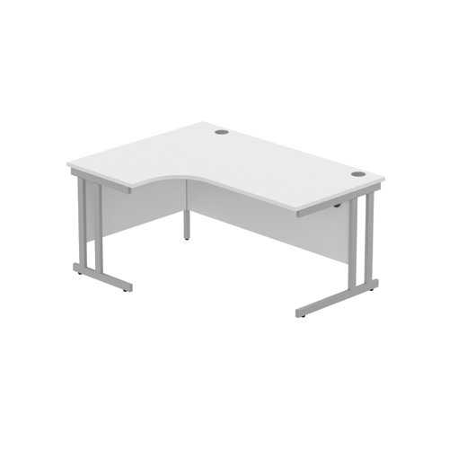 Office Left Hand Corner Desk with Steel Double Upright Cantilever Frame (FSC) 1600X1200 Arctic White/Silver