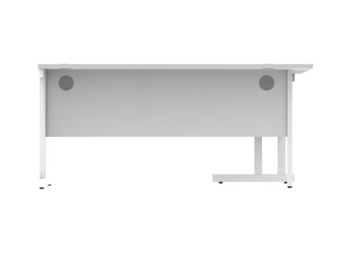 Office Left Hand Corner Desk With Steel Double Upright Cantilever Frame 1600X1200 Arctic White/White