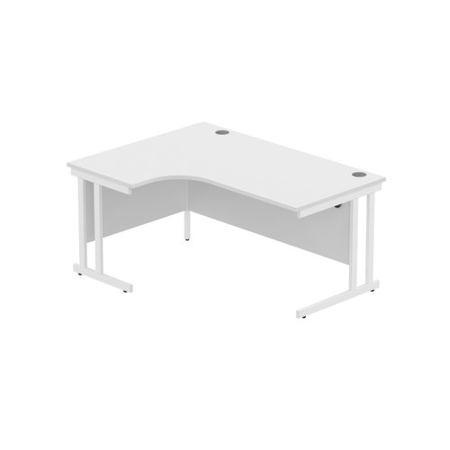 Office Left Hand Corner Desk with Steel Double Upright Cantilever Frame (FSC) 1600X1200 Arctic White/White