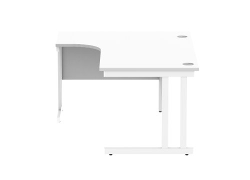 Office Left Hand Corner Desk With Steel Double Upright Cantilever Frame 1600X1200 Arctic White/White