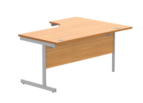 Office Left Hand Corner Desk With Steel Single Upright Cantilever Frame 1600X1200 Norwegian Beech/Silver