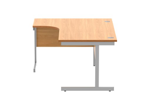 Office Left Hand Corner Desk With Steel Single Upright Cantilever Frame 1600X1200 Norwegian Beech/Silver