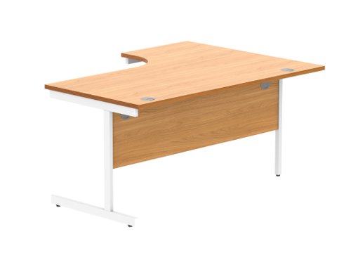 Office Left Hand Corner Desk With Steel Single Upright Cantilever Frame 1600X1200 Norwegian Beech/White