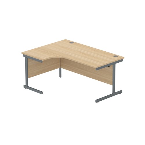 Office Left Hand Corner Desk with Steel Single Upright Cantilever Frame (FSC) 1600X1200 Canadian Oak/Graphite