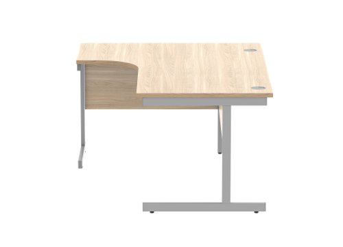 Office Left Hand Corner Desk With Steel Single Upright Cantilever Frame 1600X1200 Canadian Oak/Silver