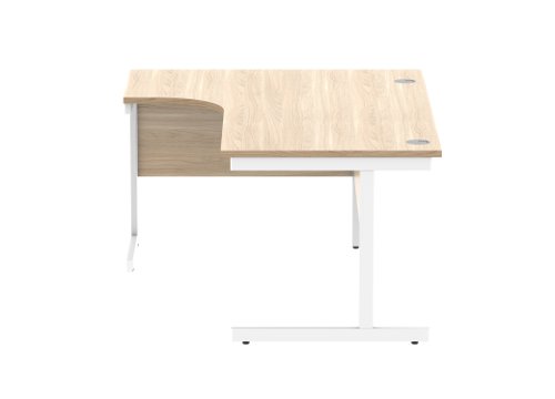 Office Left Hand Corner Desk With Steel Single Upright Cantilever Frame 1600X1200 Canadian Oak/White