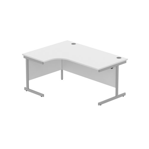 Office Left Hand Corner Desk with Steel Single Upright Cantilever Frame (FSC) 1600X1200 Arctic White/Silver