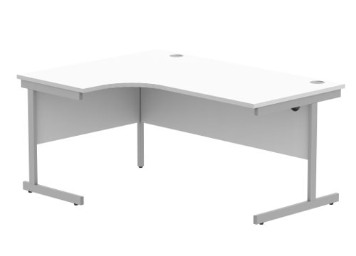 Office Left Hand Corner Desk With Steel Single Upright Cantilever Frame 1600X1200 Arctic White/Silver