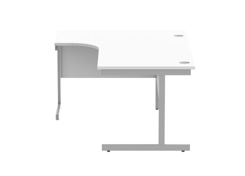 Office Left Hand Corner Desk With Steel Single Upright Cantilever Frame 1600X1200 Arctic White/Silver