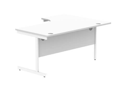 Office Left Hand Corner Desk With Steel Single Upright Cantilever Frame 1600X1200 Arctic White/White