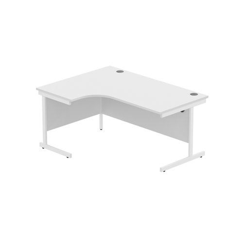 Office Left Hand Corner Desk with Steel Single Upright Cantilever Frame (FSC) 1600X1200 Arctic White/White