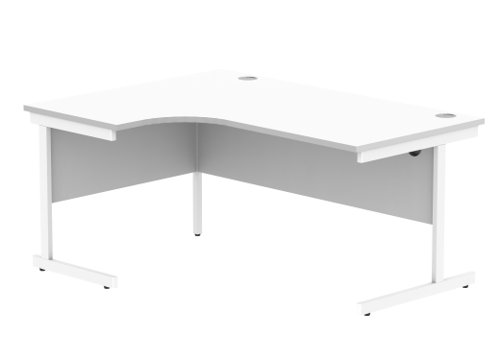 Office Left Hand Corner Desk With Steel Single Upright Cantilever Frame 1600X1200 Arctic White/White