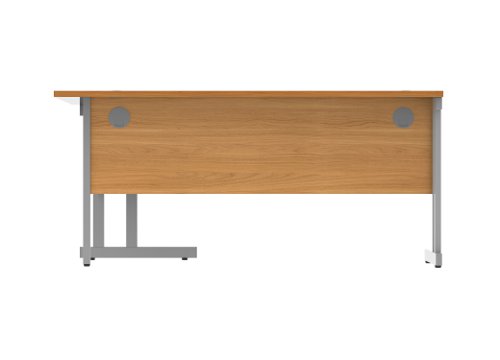 Office Right Hand Corner Desk With Steel Double Upright Cantilever Frame 1600X1200 Norwegian Beech/Silver