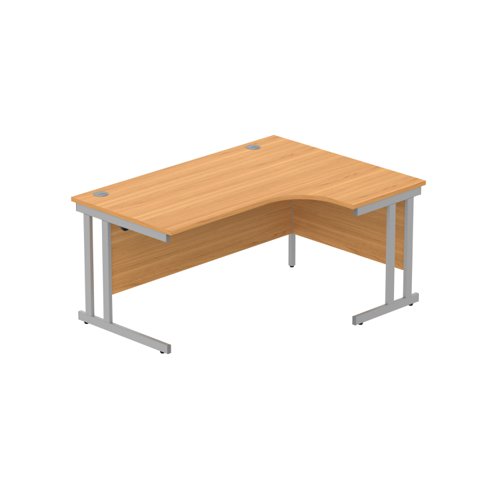 Office Right Hand Corner Desk with Steel Double Upright Cantilever Frame (FSC) 1600X1200 Norwegian Beech/Silver