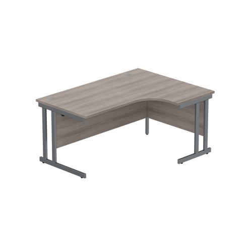 Office Right Hand Corner Desk with Steel Double Upright Cantilever Frame (FSC) 1600X1200 Alaskan Grey Oak/Graphite